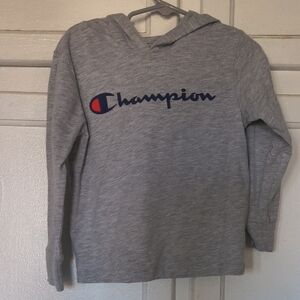 Champion Kids Heather Gray Hoodie with Script Logo